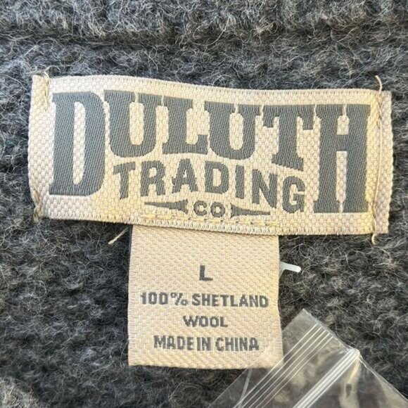 Duluth Trading Co. 100% Shetland Wool  Sweater Crew Neck Textured Gray Size L - Picture 5 of 6